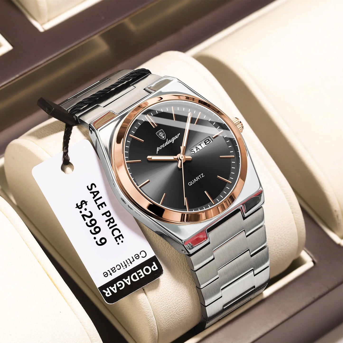 POEDAGAR Klassische Datumsanzeige Uhr