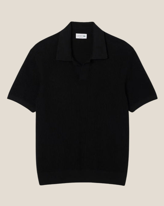 Cotton Blend Open Polo Collar Sweater