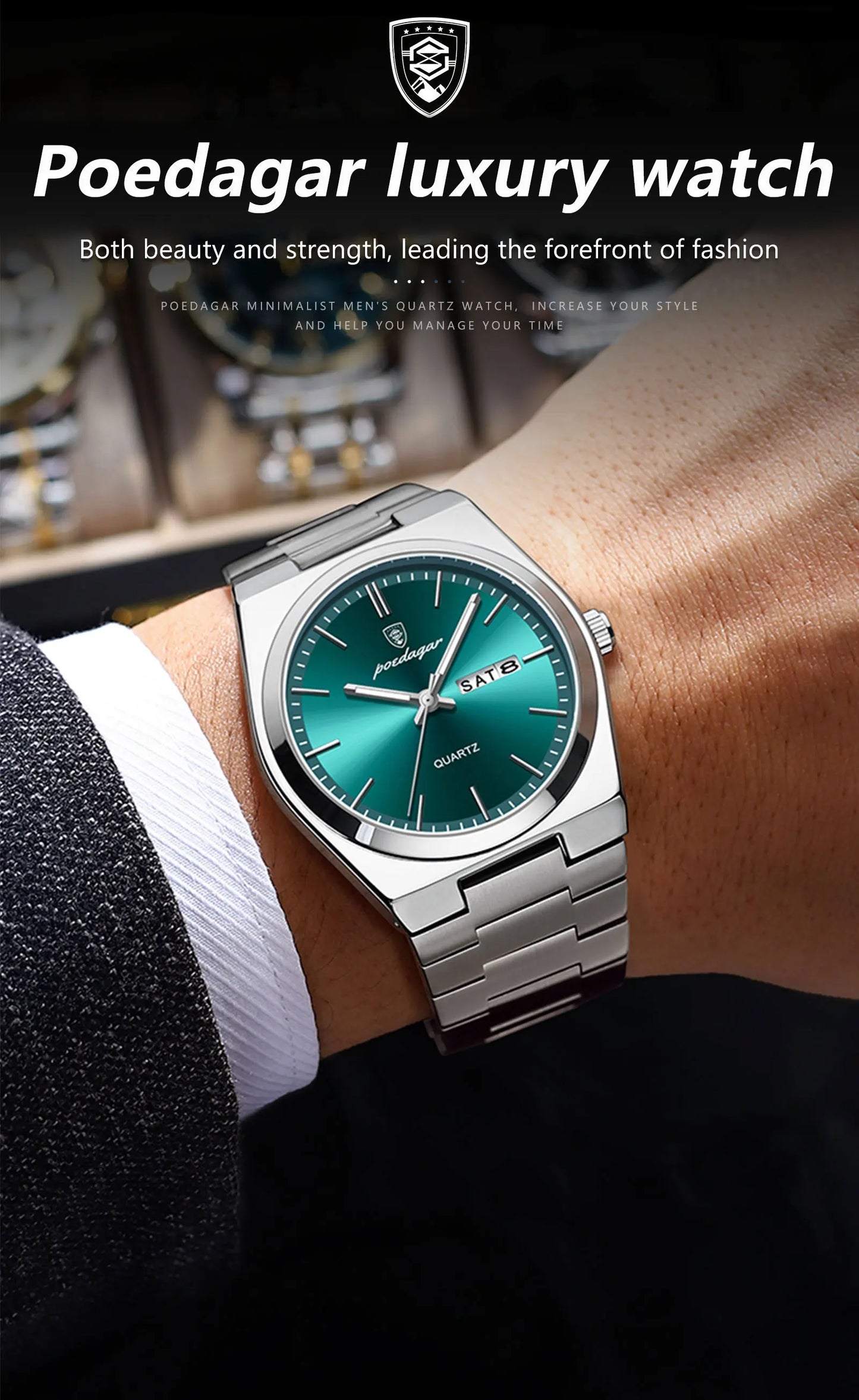 POEDAGAR Klassische Datumsanzeige Uhr