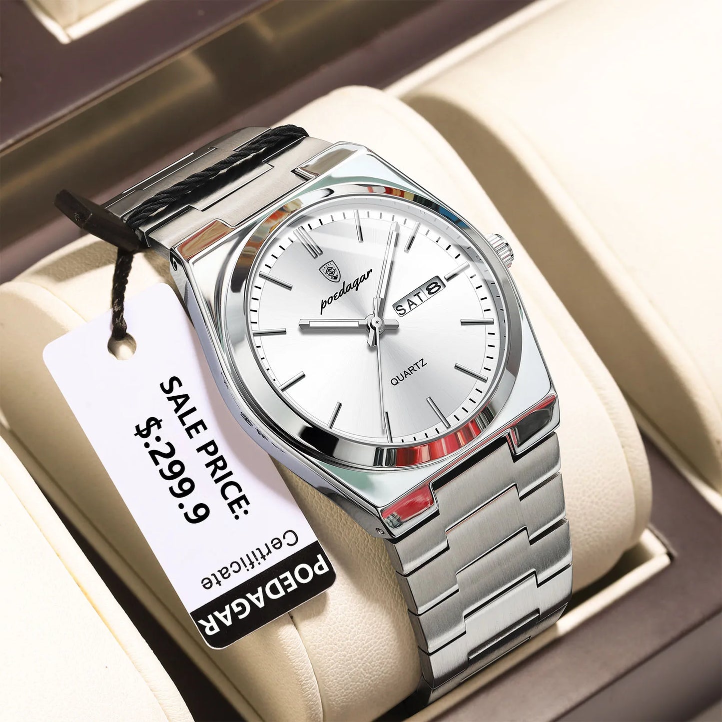 POEDAGAR Klassische Datumsanzeige Uhr