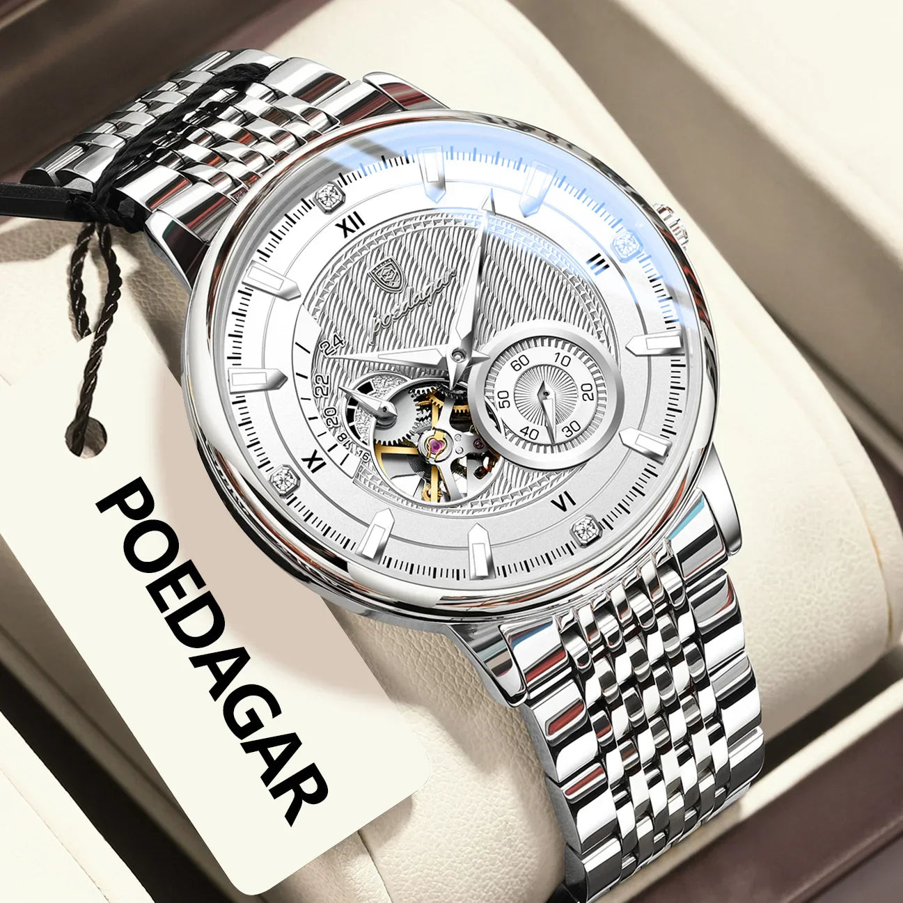 POEDAGAR Prestige Skeleton Automatikuhr
