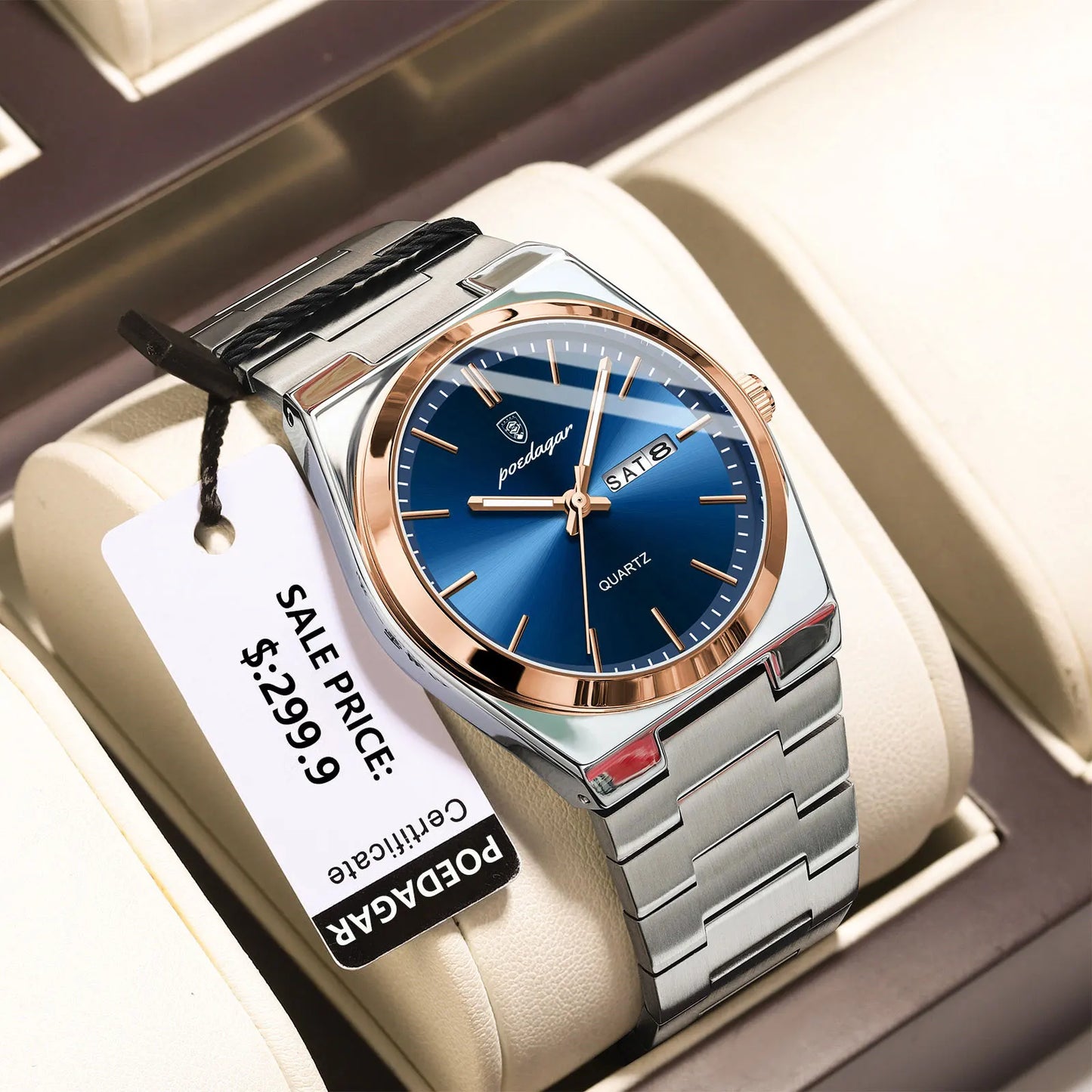 POEDAGAR Klassische Datumsanzeige Uhr