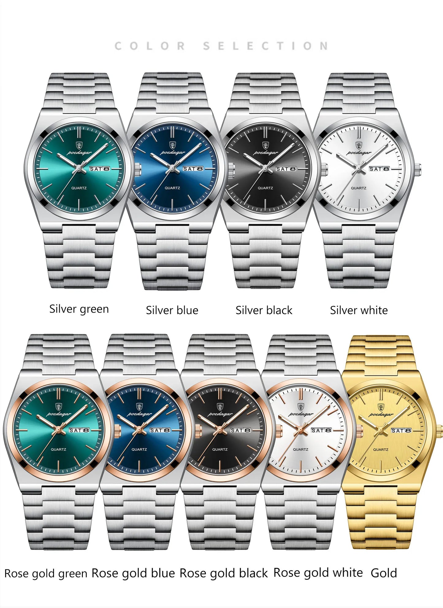 POEDAGAR Klassische Datumsanzeige Uhr