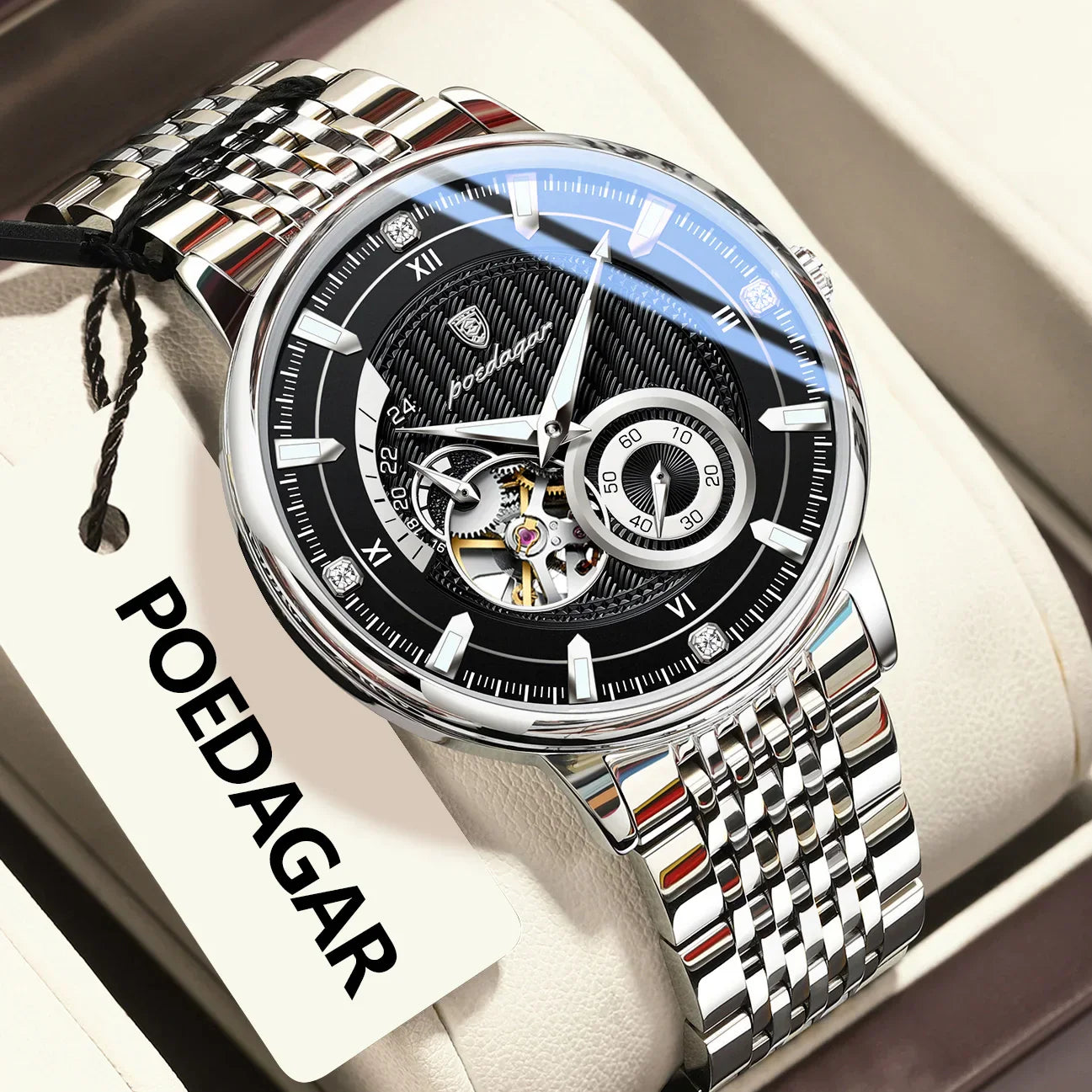 POEDAGAR Prestige Skeleton Automatikuhr