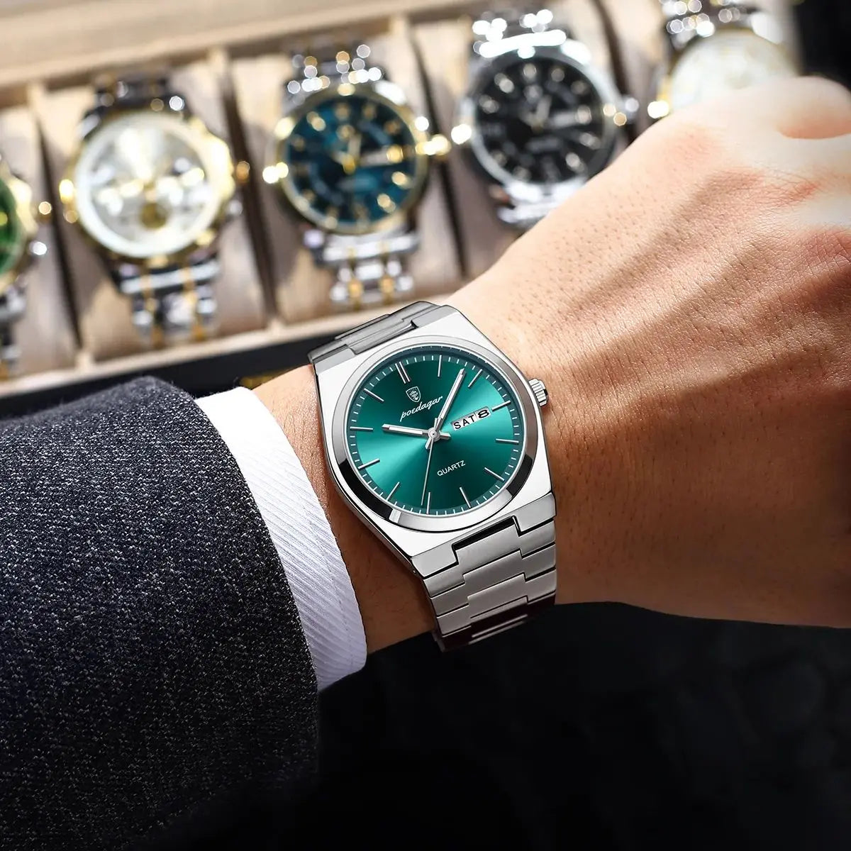 POEDAGAR Klassische Datumsanzeige Uhr
